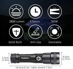 Lampe De Poche TRANSNECT LED Rechargeable - 2800 Lumens - Avec 26650 Et Câble De Batterie - Rechargeable Par USB - étanche - Pour Le Camping, La Pêche, Les Urgences 13 Lampe De Poche TRANSNECT LED Rechargeable - 2800 Lumens - Avec 26650 Et Câble De Batterie - Rechargeable Par USB - étanche - Pour Le Camping, La Pêche, Les Urgences -Magasin D'Équipement De Plein Air 1200x1130 5