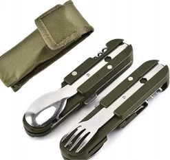 Couverts De Survie - 5 Pièces - Vert - Avec Housse De Protection - Ceinture à Outils - Pliable - Fourchette - Cuillère - Couteau - Tire-bouchon - Ouvre-bière - Spork - Multitool - Camping - Camping - Couverts De Camping - Couverts De Camping -Magasin D'Équipement De Plein Air 1200x1132 5