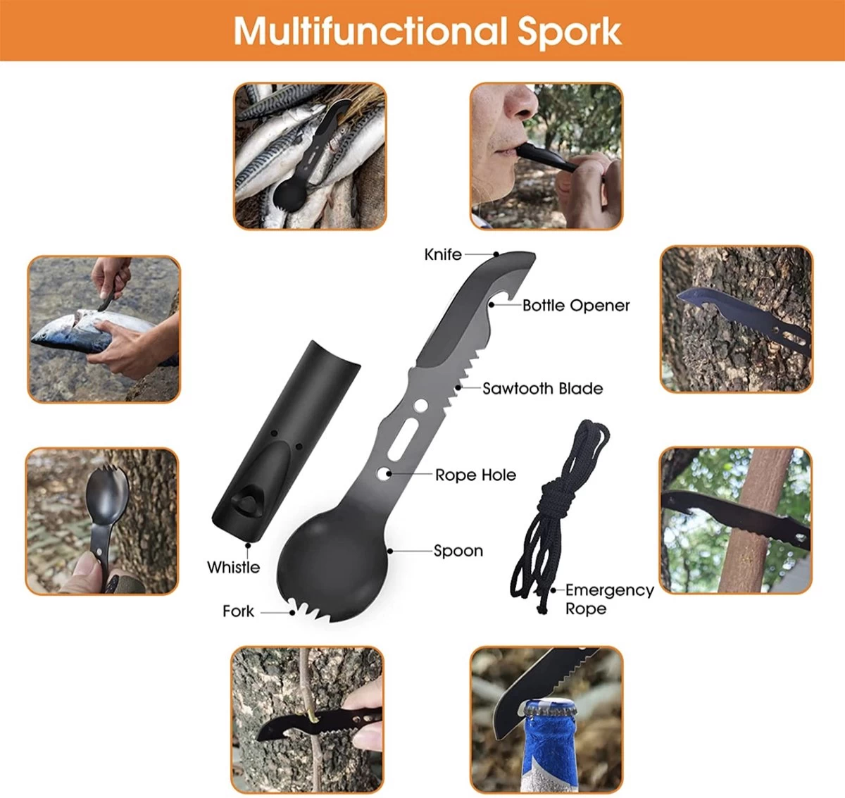 Kit De Survie 13 En 1, Kit De Survie D'urgence Professionnel Avec Couteau De Poche, Lampe De Poche, équipement De Survie Pour Camping En Plein Air, Aventure, Randonnée, Chasse, Pêche, Hommes, Papas 6 Kit De Survie 13 En 1, Kit De Survie D'urgence Professionnel Avec Couteau De Poche, Lampe De Poche, équipement De Survie Pour Camping En Plein Air, Aventure, Randonnée, Chasse, Pêche, Hommes, Papas – Image 4