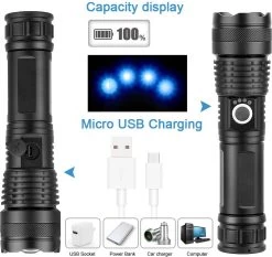 Lampe De Poche LED Militaire Zacro - 90000 Lumens - Rechargeable - Lampe De Poche Zoomable Avec Batterie - 5 Modes - Étanche IPX65 - Pour La Maison, Le Camping, Les Urgences -Magasin D'Équipement De Plein Air 1200x1133 7