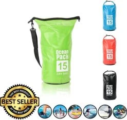 Decopatent® Waterproof Bag - Dry Bag - 15L - Ocean Pack - Dry Sack - Survie Plein Air Backpack - Sacs Secs - Sac De Bateau - Sac De Voile - Vert