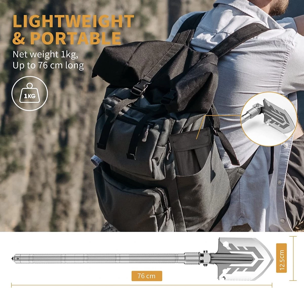 YOUNGDO Pelle Pliante, 16 Fonctions, 76 Cm, Pelle, Survie Avec 3 Tubes En Aluminium Antidérapants Réglables, Pelle Pliable Pour Le Camping, La Randonnée En Outdoor , La Chasse, L'expédition, Le Jardin 5 YOUNGDO Pelle Pliante, 16 Fonctions, 76 Cm, Pelle, Survie Avec 3 Tubes En Aluminium Antidérapants Réglables, Pelle Pliable Pour Le Camping, La Randonnée En Outdoor , La Chasse, L'expédition, Le Jardin – Image 3