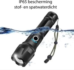 Lampe De Poche Militaire LED USB Rechargeable - 3000 Lumen - Batterie 3000 MAh - Zoom Réglable - 5 Modes D'éclairage - IP65 Résistant Aux éclaboussures - Zwart -Magasin D'Équipement De Plein Air 1200x1140 2