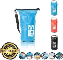 Decopatent® Waterproof Bag - Dry Bag - 15L - Ocean Pack - Dry Sack - Survie Plein Air Backpack - Sacs Secs - Sac De Bateau - Sac De Voile - Blauw