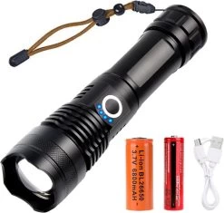 Lampe De Poche LED Militaire Zacro - 90000 Lumens - Rechargeable - Lampe De Poche Zoomable Avec Batterie - 5 Modes - Étanche IPX65 - Pour La Maison, Le Camping, Les Urgences -Magasin D'Équipement De Plein Air 1200x1143 2