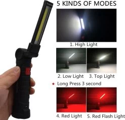 Lampe De Travail Viatel Led, Lampe De Poche, COB LED, Lampe D'atelier, Lampe D'inspection, Avec Crochet Et Support Magnétique, Lampe De Camping Led Pour Voiture, Réparation, Atelier, Garage, Camping, éclairage De Secours