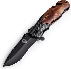 Couteau De Poche De Survie Outdoor - Système Ouvert à 1 Main Et Pince à Pantalon - Couteau Pliant 20,5 CM - Acier Inoxydable - Lion Gear