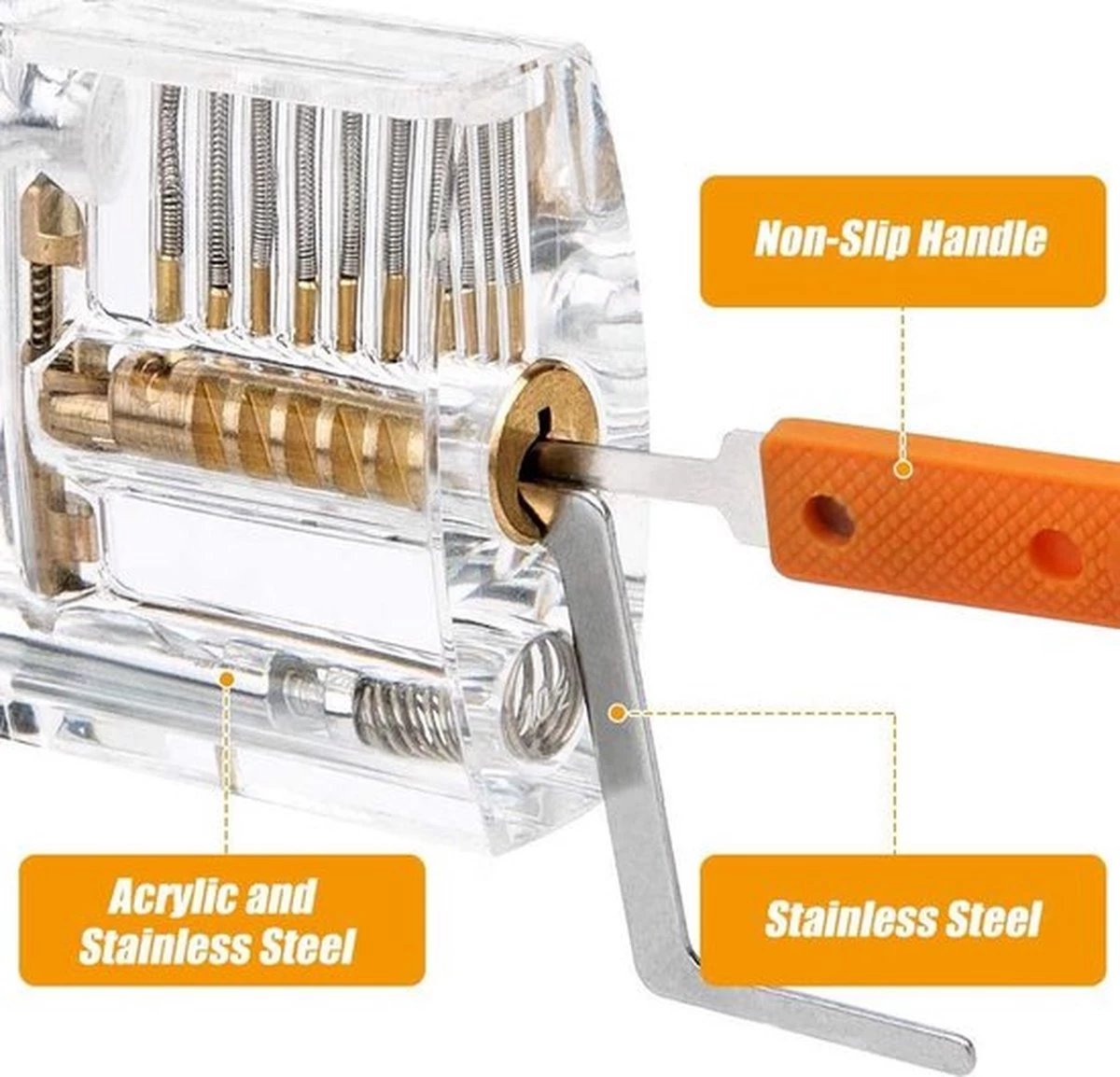 Ensemble De Crochetage - Ensemble Complet - Y Compris 3 Serrures Transparentes Et étui De Rangement - 30 Pièces - Blauw 7 Ensemble De Crochetage - Ensemble Complet - Y Compris 3 Serrures Transparentes Et étui De Rangement - 30 Pièces - Blauw – Image 5