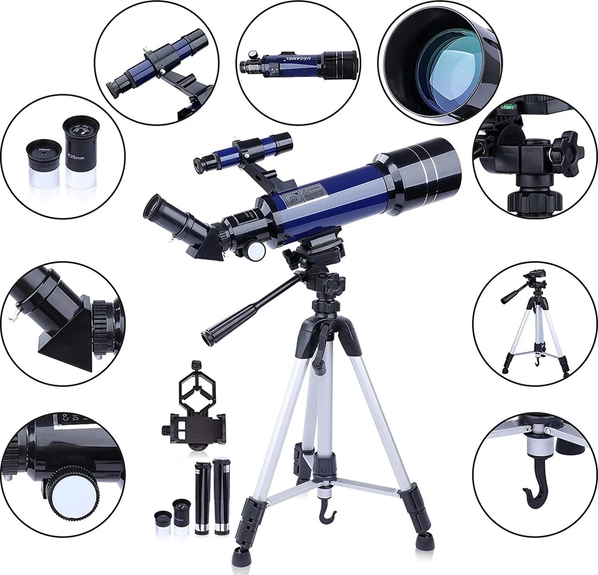 Télescope Pour Enfants Et Débutants - Ouverture De 70 Mm, Télescope Réfracteur Astronomique Portable Pour L'observation De La Lune Avec Adaptateur Pour Smartphone, Sac à Dos Et Trépied Réglable 6 Télescope Pour Enfants Et Débutants - Ouverture De 70 Mm, Télescope Réfracteur Astronomique Portable Pour L'observation De La Lune Avec Adaptateur Pour Smartphone, Sac à Dos Et Trépied Réglable – Image 4