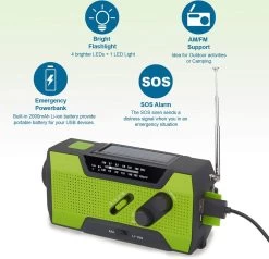 Radio D'urgence FM AM à énergie Solaire Avec 2000 MAh Comme Batterie Externe/lampe De Lecture, Alarme/signal SOS