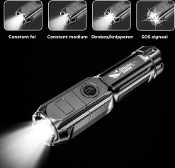 Lampe De Poche Militaire - Lampe De Poche LED - Zoomable - Rechargeable Par USB - Résistant Aux éclaboussures - Support De Vélo Inclus - 13x3cm -Magasin D'Équipement De Plein Air 1200x1156 11