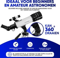 Earkings Télescope Stargazer 70/400 Mm Pour Enfants, Débutants Et Avancés – Comprend Un Trépied, Un Sac De Rangement, Deux Objectifs 25 Mm Et 10 Mm Et Un Objectif Barlow, Un Support De Téléphone Pour Photos – Grossissement F/5,7 -Magasin D'Équipement De Plein Air 1200x1158 1