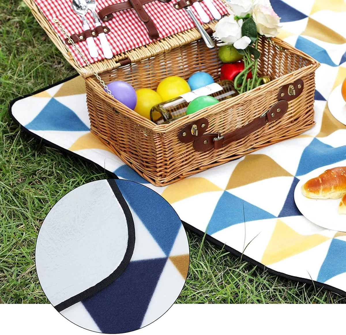 SONGMICS Couverture De Pique-nique, 300 X 200 Cm, Couverture De Plage, Pour Outdoor, Camping, Parc, Jardin, Fond Imperméable, Pliable, Triangles Jaunes Et Bleus GCM073Q01 8 SONGMICS Couverture De Pique-nique, 300 X 200 Cm, Couverture De Plage, Pour Outdoor, Camping, Parc, Jardin, Fond Imperméable, Pliable, Triangles Jaunes Et Bleus GCM073Q01 – Image 6