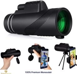 Télescope Monoculaire, 40 X 60 Haute Power Monoculaire HD Monoculaire HD Avec Support Pour Smartphone Et Trépied, étanche, Monoculaire Avec Observation Des Oiseaux, Camping, Marche, Voyages, Chasse