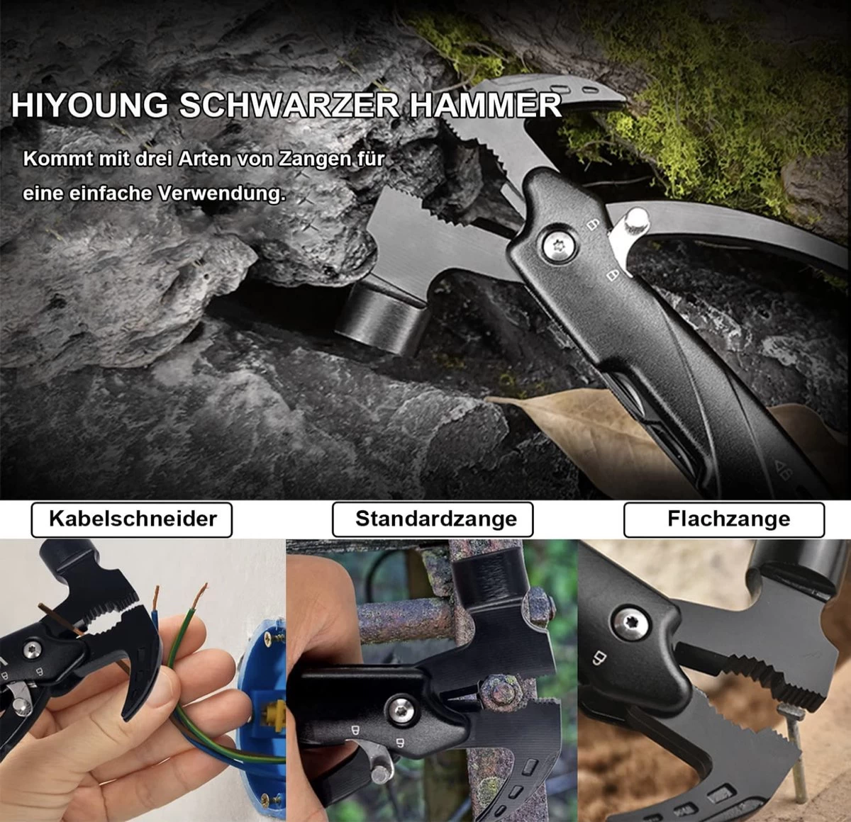 HIYOUNG Cadeaux Pour Hommes, Marteau à Outils Multifonctions, Marteau Artisanal 12 En 1, Cadeau De Fête Des Pères, Camping Multi-outils, Avec Couteau, Scie, Adapté Au Camping, Réparations/randonnée 6 HIYOUNG Cadeaux Pour Hommes, Marteau à Outils Multifonctions, Marteau Artisanal 12 En 1, Cadeau De Fête Des Pères, Camping Multi-outils, Avec Couteau, Scie, Adapté Au Camping, Réparations/randonnée – Image 4