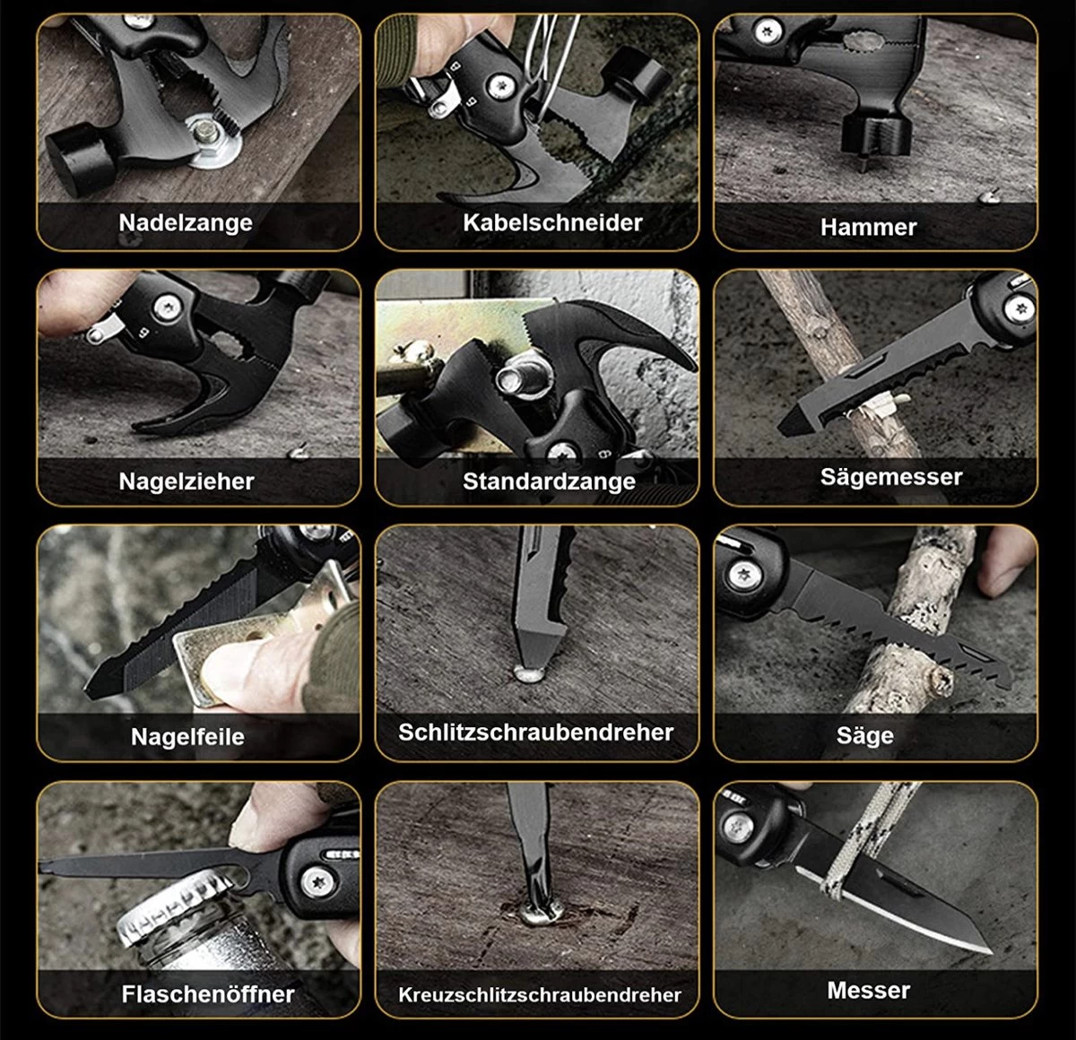 HIYOUNG Cadeaux Pour Hommes, Marteau à Outils Multifonctions, Marteau Artisanal 12 En 1, Cadeau De Fête Des Pères, Camping Multi-outils, Avec Couteau, Scie, Adapté Au Camping, Réparations/randonnée 8 HIYOUNG Cadeaux Pour Hommes, Marteau à Outils Multifonctions, Marteau Artisanal 12 En 1, Cadeau De Fête Des Pères, Camping Multi-outils, Avec Couteau, Scie, Adapté Au Camping, Réparations/randonnée – Image 6