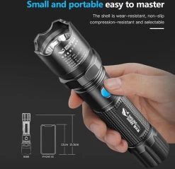 Lampe De Poche LED Zacro - Lampe De Poche Militaire - 90 000 Lumens - Rechargeable - Étanche - 3 Modes - Pour La Maison, Le Camping, Les Urgences -Magasin D'Équipement De Plein Air 1200x1161 2