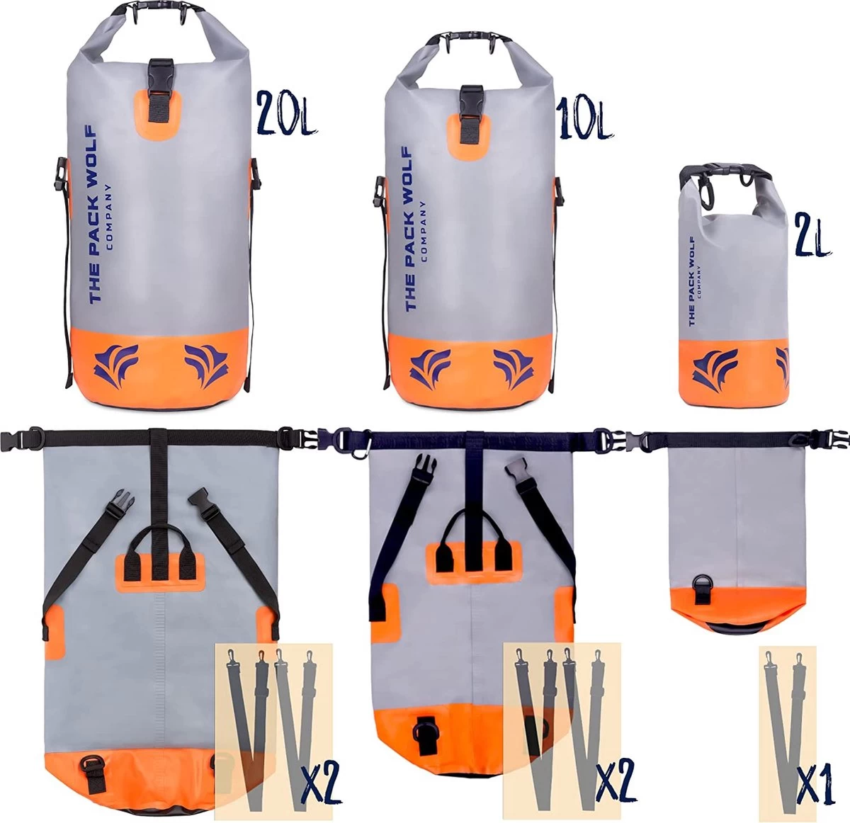 The Pack Wolf Company Sac étanche Sac étanche Sac à Dos 20L 10L 2L Premium Sac étanche Bretelles Réglables Kayak Plage Navigation Marche Canoë Cyclisme 4 The Pack Wolf Company Sac étanche Sac étanche Sac à Dos 20L 10L 2L Premium Sac étanche Bretelles Réglables Kayak Plage Navigation Marche Canoë Cyclisme – Image 2