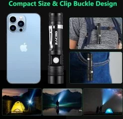 Lampe De Poche Rechargeable Zacro - 2 Pièces - Lampe De Poche LED - 4 Modes - Étanche - Lampe De Poche Militaire Avec Fonction Zoom - Zoomable -Magasin D'Équipement De Plein Air 1200x1163 17