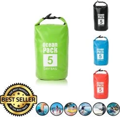 Decopatent® Waterproof Bag - Dry Bag - 5L - Ocean Pack - Dry Sack - Survie Plein Air Backpack - Sacs Secs - Sac De Bateau - Sac De Voile - Vert