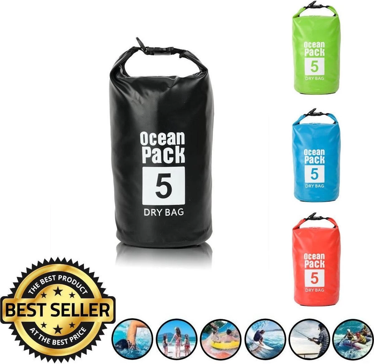 Decopatent® Waterproof Bag - Dry Bag - 5L - Ocean Pack - Dry Sack - Survie Plein Air Backpack - Sacs Secs - Sac De Bateau - Sac De Voile - Zwart 3 Decopatent® Waterproof Bag - Dry Bag - 5L - Ocean Pack - Dry Sack - Survie Plein Air Backpack - Sacs Secs - Sac De Bateau - Sac De Voile - Zwart