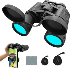Jumelles Blazelife 12x50 - Vision Nocturne - Résistantes à L'eau - Set Compact Avec Adaptateur Pour Smartphone, étui De Transport, Chiffon Miroir