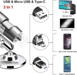 Cadeau FÊTE DES PÈRES - Cadeaux Papa - Caméra Microscope USB 40X à 1000X - Microscope Numérique Avec Support En Métal Et Étui De Transport Compatible Avec Android Windows 7 8 10 Linux Mac, Microscoo Portable -Magasin D'Équipement De Plein Air 1200x1168 4