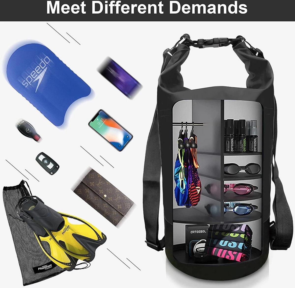 Sac étanche - 5L 10L 20L 30L Sac étanche étanche Avec Longue Poignée Réglable Pour Kayak, Bateau, Canoë, Pêche, Pêche, Nager Noir, 20L 5 Sac étanche - 5L 10L 20L 30L Sac étanche étanche Avec Longue Poignée Réglable Pour Kayak, Bateau, Canoë, Pêche, Pêche, Nager Noir, 20L – Image 3