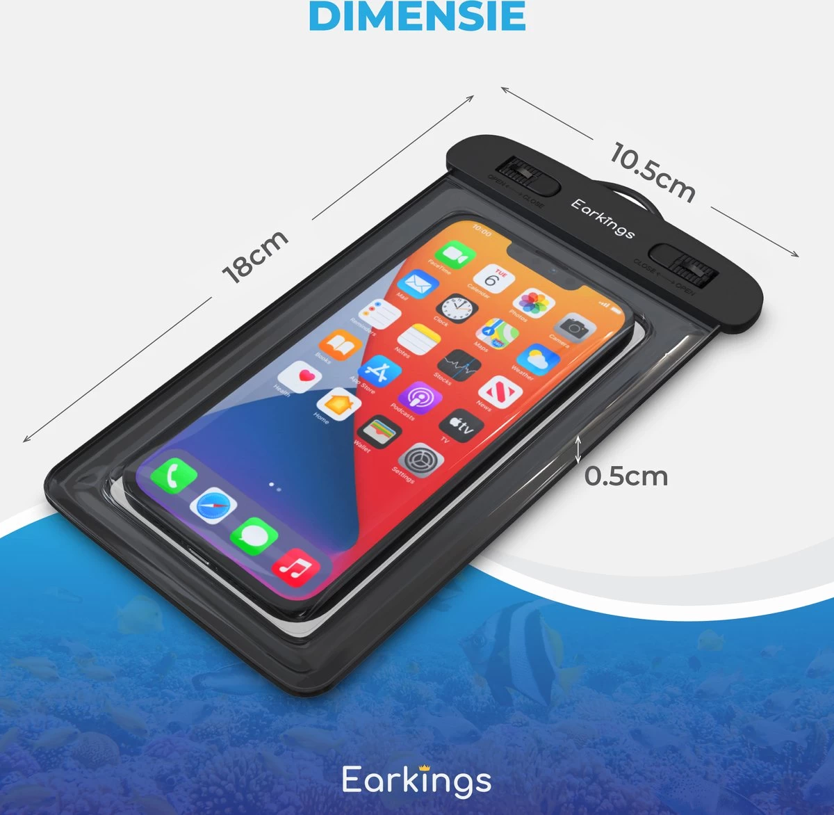 Étuis De Téléphone étanches - Set De 2 Pièces Drybag - Étui De Téléphone Sous-marin Pour Tous Les Téléphones - Étui De Téléphone étanche Earkings - Zwart Et Blauw 7 Étuis De Téléphone étanches - Set De 2 Pièces Drybag - Étui De Téléphone Sous-marin Pour Tous Les Téléphones - Étui De Téléphone étanche Earkings - Zwart Et Blauw – Image 5