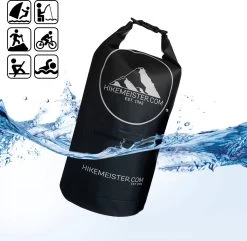 Hikemeister 5 Litre - Sac étanche - Sac De Séchage Outdoor - Dry Bag - Sac Polochon - Avec Poche Frontale étanche Et Logo Réfléchissant Noir Avec Sangles De Sangle Noir -Magasin D'Équipement De Plein Air 1200x1172