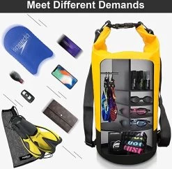 Sac Étanche - 5L / 10L / 20L / 30L Sac Étanche / Sac Étanche, Sac Étanche Portable Avec Bandoulière Réglable Convient Pour Kayaks & Bateaux, Canoë / Pêche / Rafting, Jaune, 30l -Magasin D'Équipement De Plein Air 1200x1175