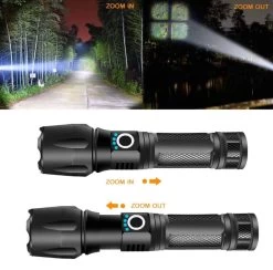 Lampe De Poche Militaire LED USB Rechargeable - 3000 Lumen - Batterie 3000 MAh - Zoom Réglable - 5 Modes D'éclairage - IP65 Résistant Aux éclaboussures - Zwart -Magasin D'Équipement De Plein Air 1200x1184 6