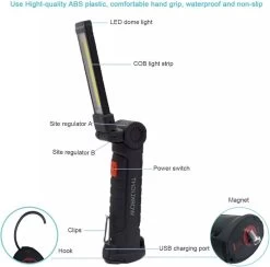 TLVX Lampe De Travail LED Rechargeable Petite - Lampe LED à Piles - Lampe De Poche LED - Lampe LED - Lampe De Travail - Lampe De Garage - Dimmable - Crochet - Magnétique - Base Magnétique - Bras Pivotant - 2000 Lumen -Magasin D'Équipement De Plein Air 1200x1185 5