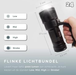 Activ24™ - Lampe De Poche LED Très Puissante - 5000 Lumen - Qualité D'aluminium Professionnelle - Puce XHP50 Moderne Et économe En énergie - Lampe De Travail Puissante -Magasin D'Équipement De Plein Air 1200x1186 9