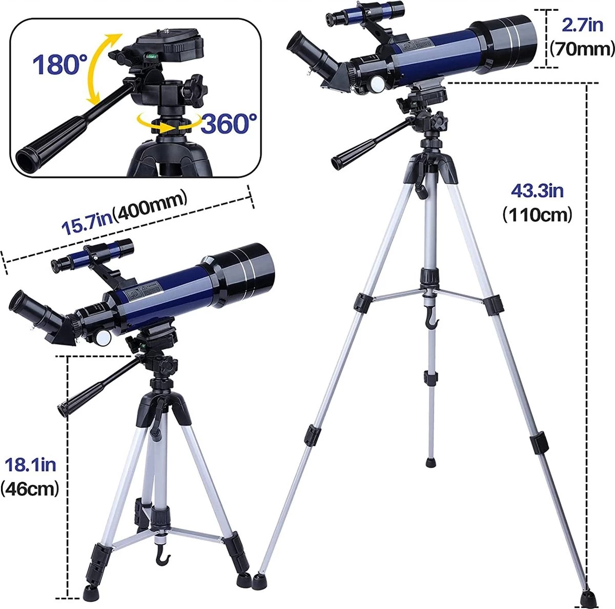 Télescope Pour Enfants Et Débutants - Ouverture De 70 Mm, Télescope Réfracteur Astronomique Portable Pour L'observation De La Lune Avec Adaptateur Pour Smartphone, Sac à Dos Et Trépied Réglable 4 Télescope Pour Enfants Et Débutants - Ouverture De 70 Mm, Télescope Réfracteur Astronomique Portable Pour L'observation De La Lune Avec Adaptateur Pour Smartphone, Sac à Dos Et Trépied Réglable – Image 2