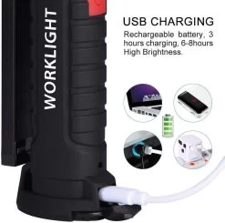 Lampe De Travail à LED Lampe De Poche Lampe D'atelier Lampes D'inspection COB Rechargeables Lampe à Main Mini Lampe De Camping Avec Crochets Standard Pour Suspendre Et Aimant Câble De Chargement USB Inclus -Magasin D'Équipement De Plein Air 1200x1188 10