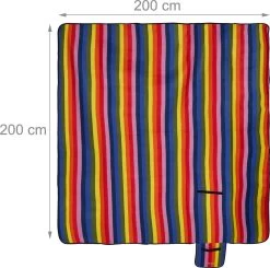 Relaxdays Couverture De Pique-nique 200x200cm - Rayures Colorées - Couverture De Pique-nique - Serviette De Plage Imperméable -Magasin D'Équipement De Plein Air 1200x1190 7