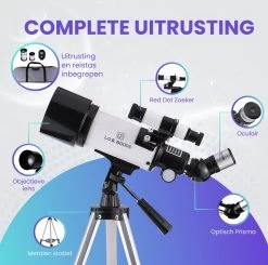 Télescope Monoculaire De Luxe - Stargazer - Astronomie - Débutants Et Avancés - Grossissement 340x - Avec Trépied - Étui De Transport - Support De Téléphone - Filtre Lunaire - Viseur - Télécommande - Étanche -Magasin D'Équipement De Plein Air 1200x1191