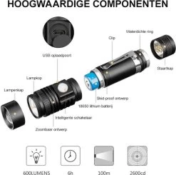 Lampe De Poche LED Rechargeable Par Bolture - Lampe De Poche Rechargeable Par USB - Lampe De Éclairage De Secours Militaire - Étanche - Batterie Incluse - 1600 Lumens -Magasin D'Équipement De Plein Air 1200x1192 8