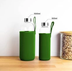Bouteille En Verres 1 L Avec Couvercle En Néoprène, Gourde En Verre De 500 Ml Et 1000 Ml, Avec Housse De Protection Et Couvercle En Acier Inoxydable, Gourde Pour Le Sport, Le Bureau, L'école Et Outdoor, Vert -Magasin D'Équipement De Plein Air 1200x1194 9