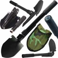 Mivida - Pelle De Survie - 7 En 1 - Pliable - 7 Parties - Avec Sac De Transport - 16 à 41 Cm - Avec Pioche - Pelle Pionnière - Pelle Pliante - Pelle Maniable - Pelle - Plein Air - Camping - Camping - Pelle Multifonctions - Pelle Militaire - Outils