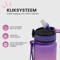 LaCardia Dutch Motivation Water Bottle Rose Violet 'Dutch Text' - Gourde 600ML - Gourde Avec Marquage De L'heure - Avec Paille - 0 -Magasin D'Équipement De Plein Air 1200x1198 28
