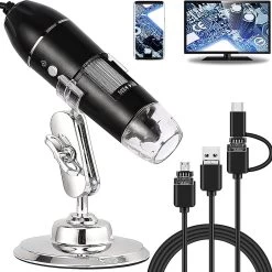 Microscope Numérique USB, 50X à 1600X 8 LED Caméra Endoscope à Grossissement Portable De Poche Avec Support Pour Enfants étudiants V.02
