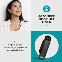 Lacardia Motivation Water Bottle Gris 'Dutch Text' - Gourde Avec Paille - Gourde 1 Litre - Gourde Avec Marquage De L'heure -Magasin D'Équipement De Plein Air 1200x1200 1010