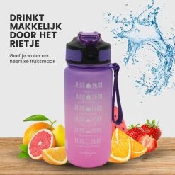 LaCardia Dutch Motivation Water Bottle Rose Violet 'Dutch Text' - Gourde 600ML - Gourde Avec Marquage De L'heure - Avec Paille - 0 -Magasin D'Équipement De Plein Air 1200x1200 1022