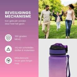 LaCardia Dutch Motivation Water Bottle Rose Violet 'Dutch Text' - Gourde 600ML - Gourde Avec Marquage De L'heure - Avec Paille - 0 -Magasin D'Équipement De Plein Air 1200x1200 1023