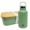 Smikkels - Set Lunch Box En Acier Inoxydable Avec Bouteille Thermos - Vert - Durable - Bouteille 350ml Avec Bouchon étanche Et Bouchon Paille - Lunch Box 900ml Avec Couvercle En Bambou Et élastique - Bouteille Thermos - Enfant