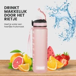 Lacardia Motivation Water Bottle Or Rose 'Dutch Text' - Gourde Avec Paille - Gourde 1 Litre - Gourde Avec Marquage De L'heure -Magasin D'Équipement De Plein Air 1200x1200 1065