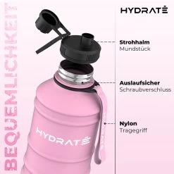 HYDRATE Bouteille D'eau En Acier Inoxydable - Bouteille D'eau De 2,2 Litres - Bouteille De Sport Sans BPA - Bouteille D'eau En Métal Sangle De Transport Pratique En Nylon Et Bouchon à Vis étanche, Bouteilles De Sport -Magasin D'Équipement De Plein Air 1200x1200 1082