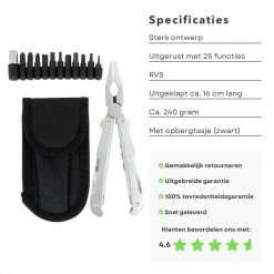 Cheqo® Multitool 25-in-1 Plein Air Toolkit - Couteau De Poche, Tournevis, Pinces, Décapsuleur, Embouts - Acier Inoxydable - 16 Cm - Avec Sac De Rangement -Magasin D'Équipement De Plein Air 1200x1200 1126
